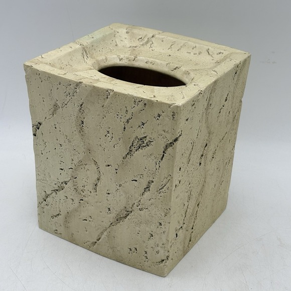 Croscill Other - Croscill Quarry Faux Marble Tissue Box Cover Beige Stone Look Bathroom Decor